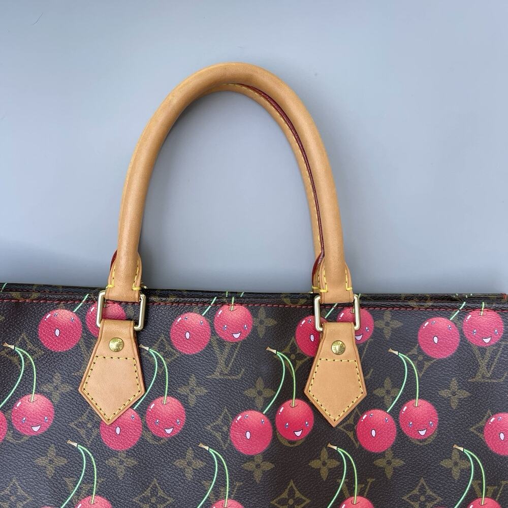 Louis Vuitton Cerise Cherry Sac Plat Brown Monogram Canvas Tote Takashi Murakami - Picture 8 of 16